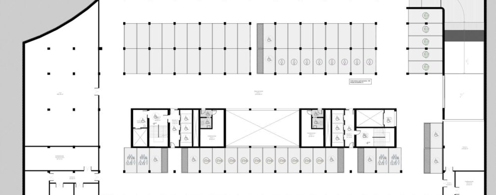 Plano de planta -1 subterránea en Aikon Global Center
