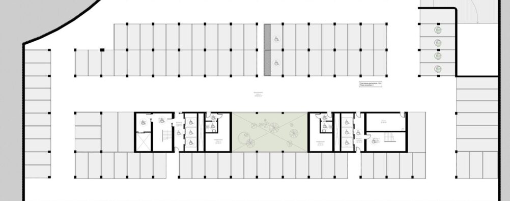 Plano de planta 4 subterránea en Aikon Global Center