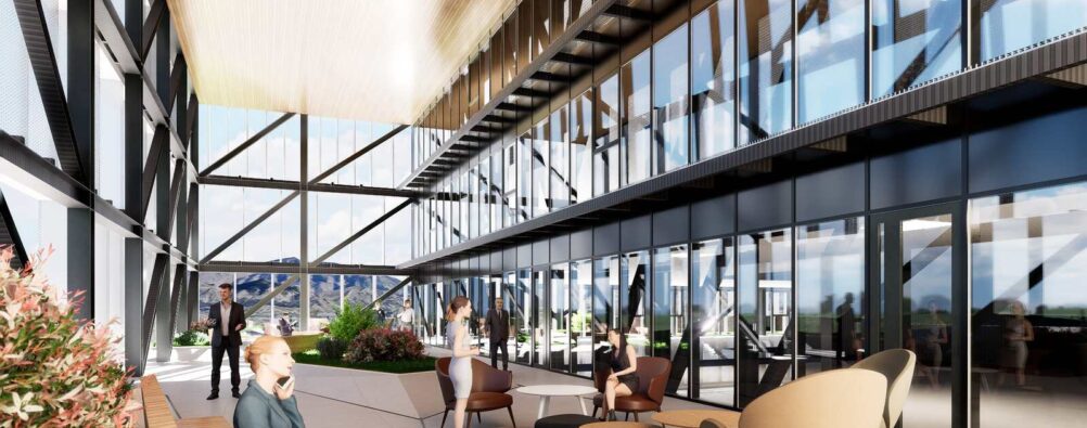 Render de una terraza techada