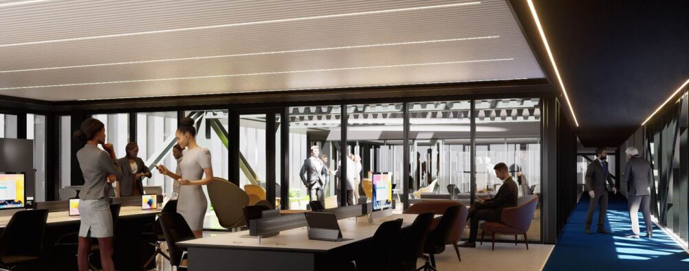 Render de oficina en edificio AGC