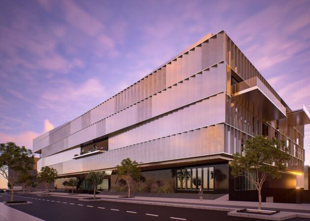 Render exterior del edificio de AGC