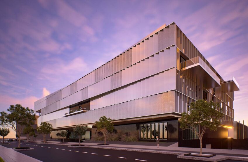 Render exterior del edificio de AGC