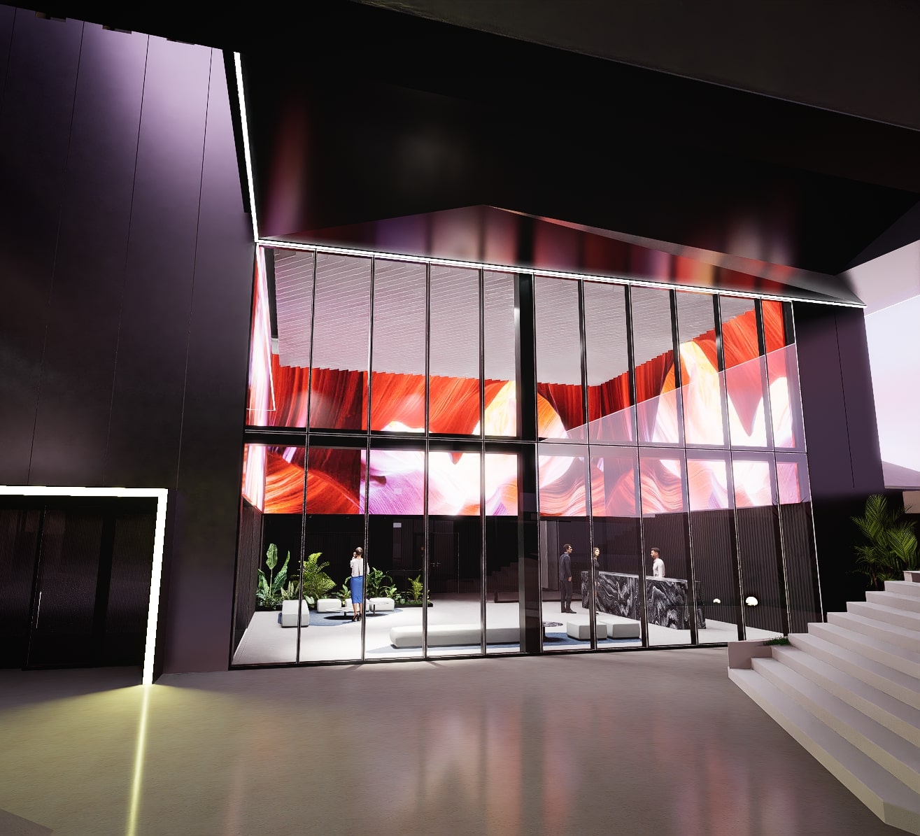 Vista exterior del Loby 2 en el edificio de AGC